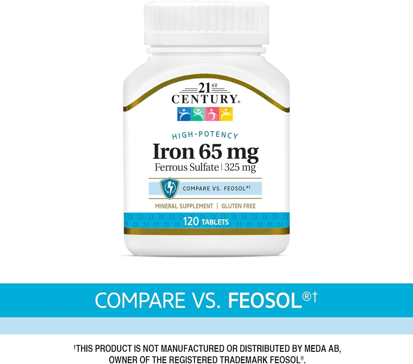 21st Century Iron 65 mg with Ferrous Sulfate 325 mg, 360 Tablets