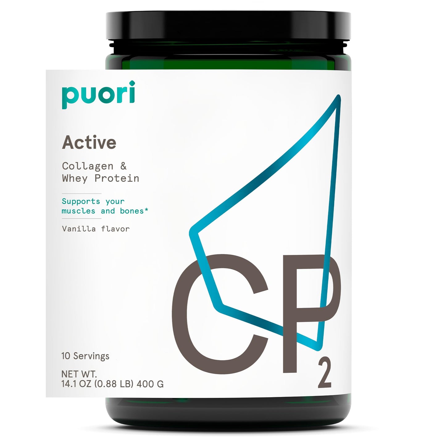 Puori Whey Protein Powder with Collagen CP2 Active, Pasture Raised, Grass-Fed & Non-GMO, 14.1 oz