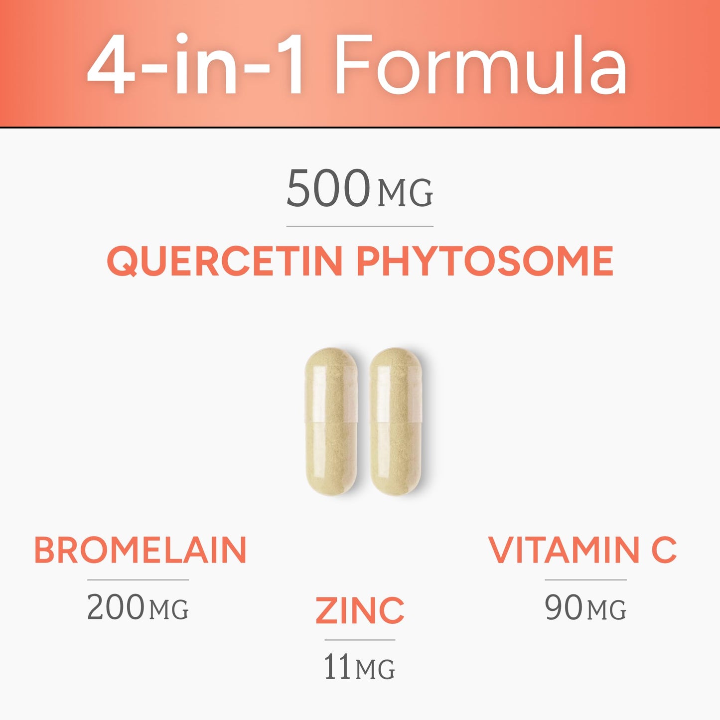 Natural Approach Quercetin Phytosome with Bromelain, Vitamin C & Zinc Capsule 60 Count