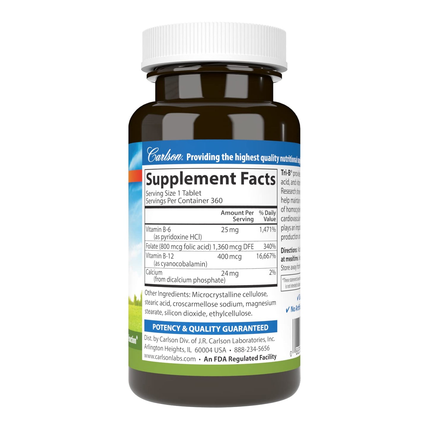 Carlson Tri-B Vitamin B Complex 25 mg Vitamin B-6 Tablet 360 Tablets