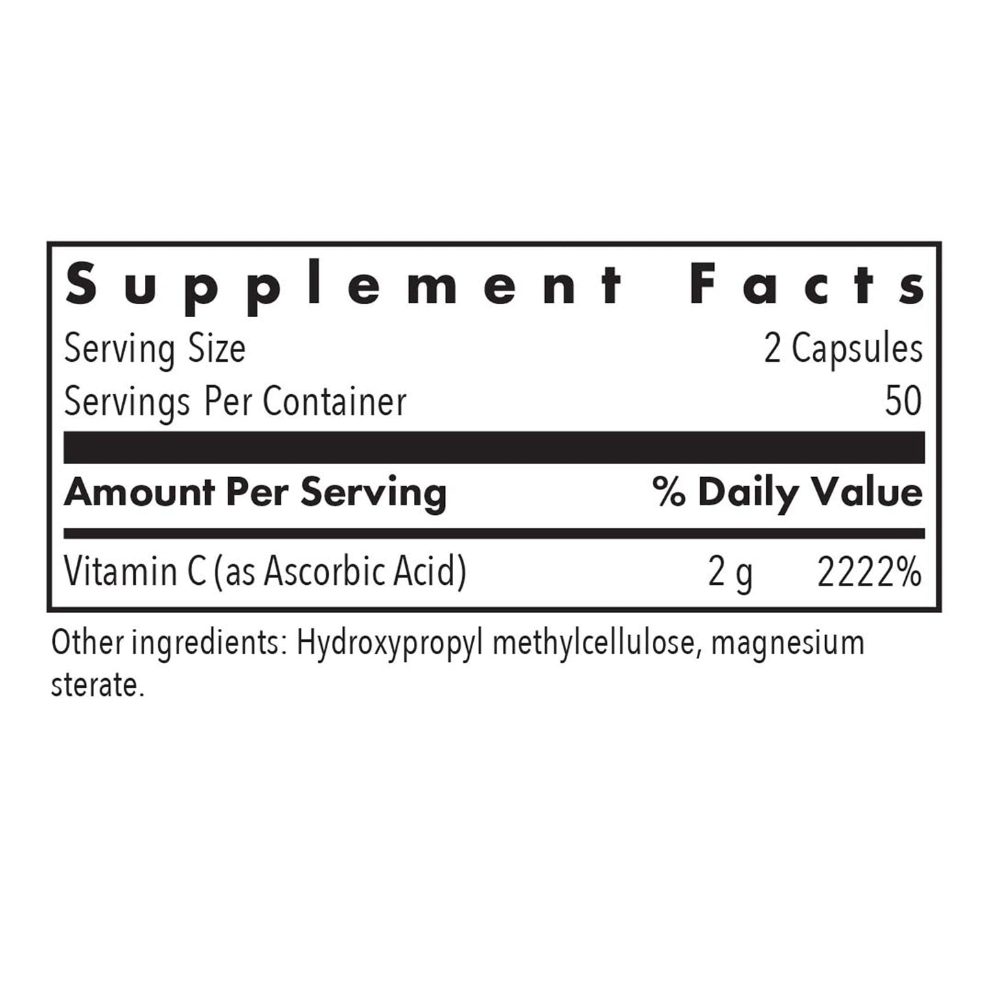 Allergy Research Group Pure Vitamin C Capsules 100 Count