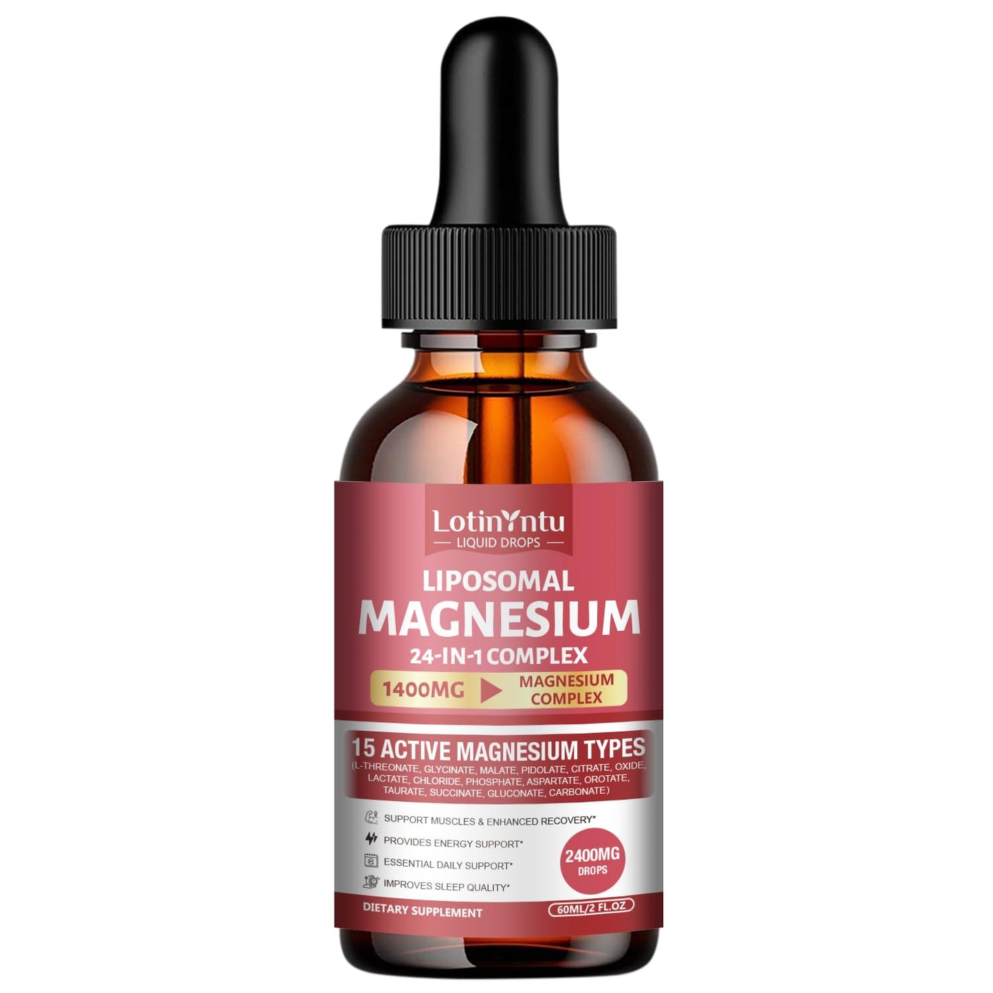 LotinYntu 24-in-1 Liposomal 15 Forms of Magnesium 1400MG Complex Gummies, 2-Count