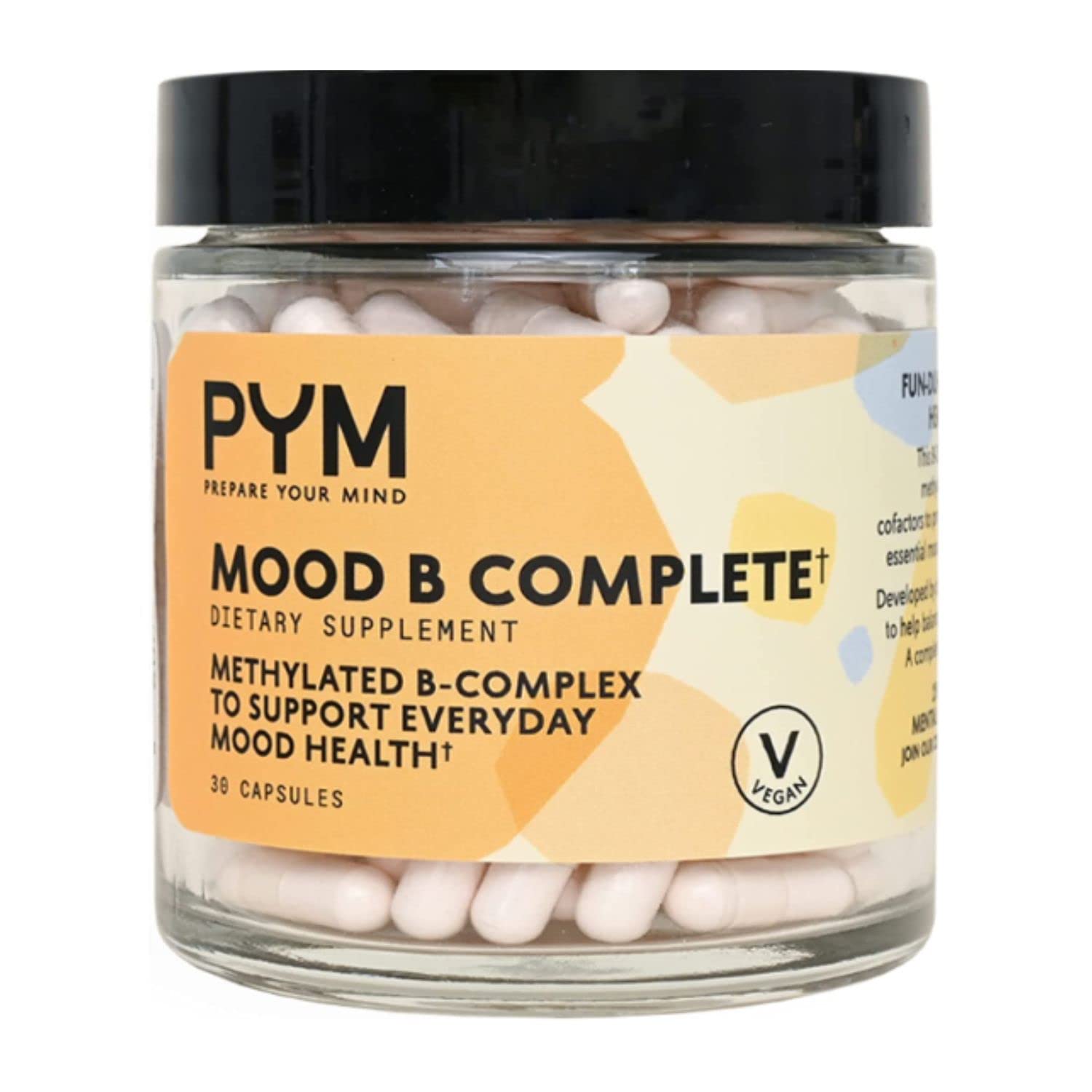 PYM Health Vitamin B Complex Mood Support Supplement Capsule 30 Count
