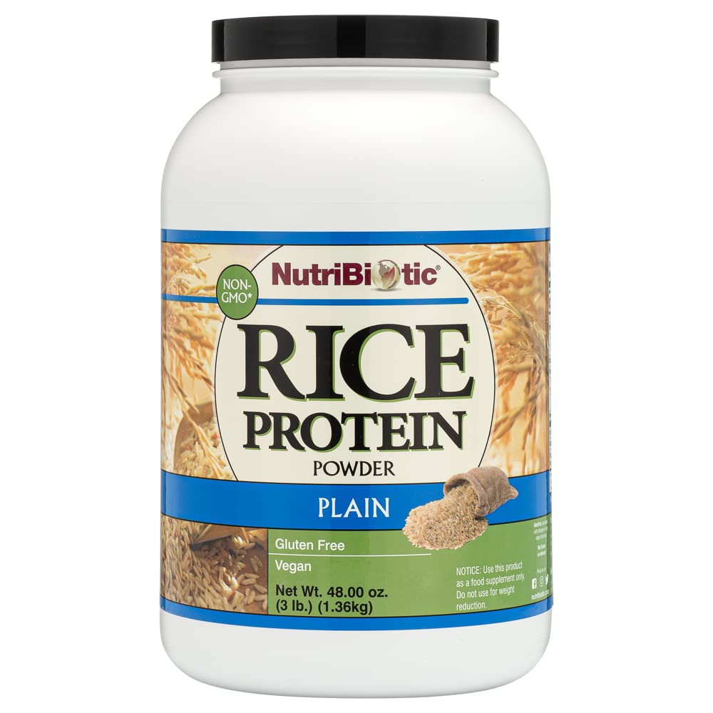 NutriBiotic Plain Rice Protein Powder, 3 Lb, 48 Servings