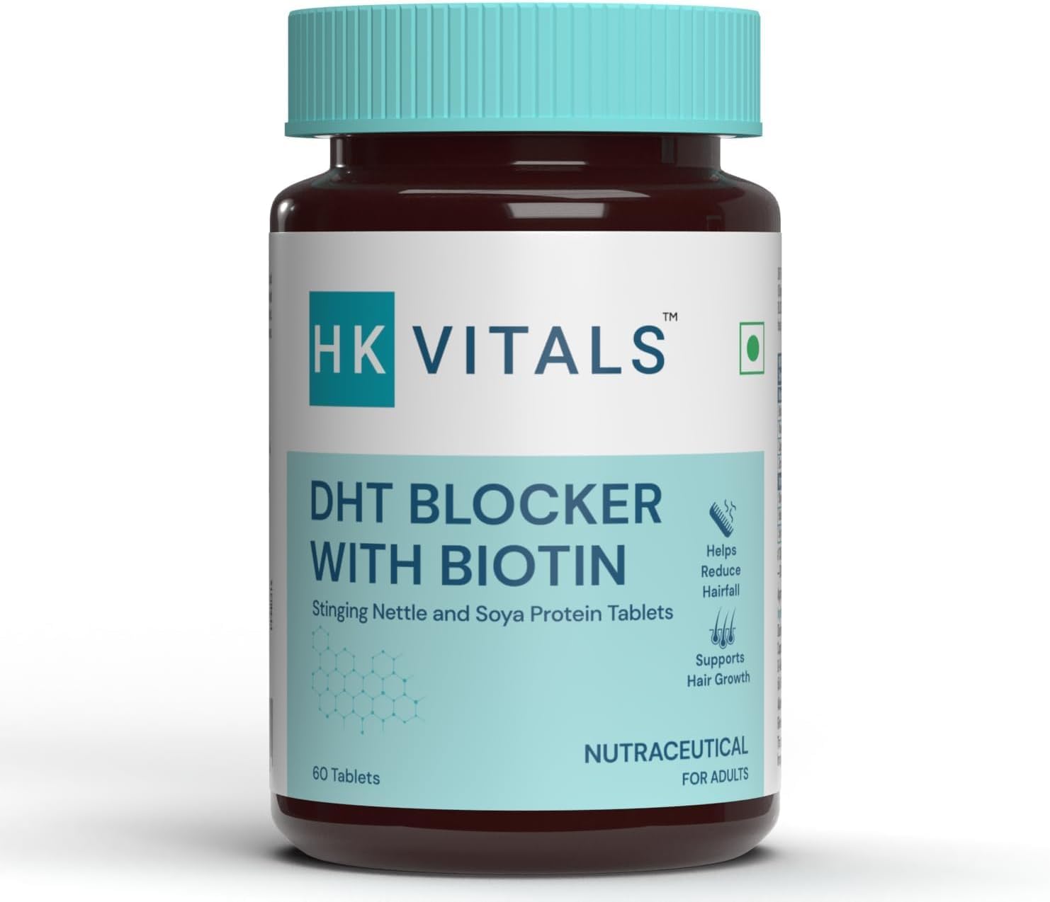MENT HK Vitals DHT Blocker with Biotin, Stinging Nettle and SOYA Protein, Helps Reduce Hair Fall, Stimulates Hair Growth, 60 Tablets