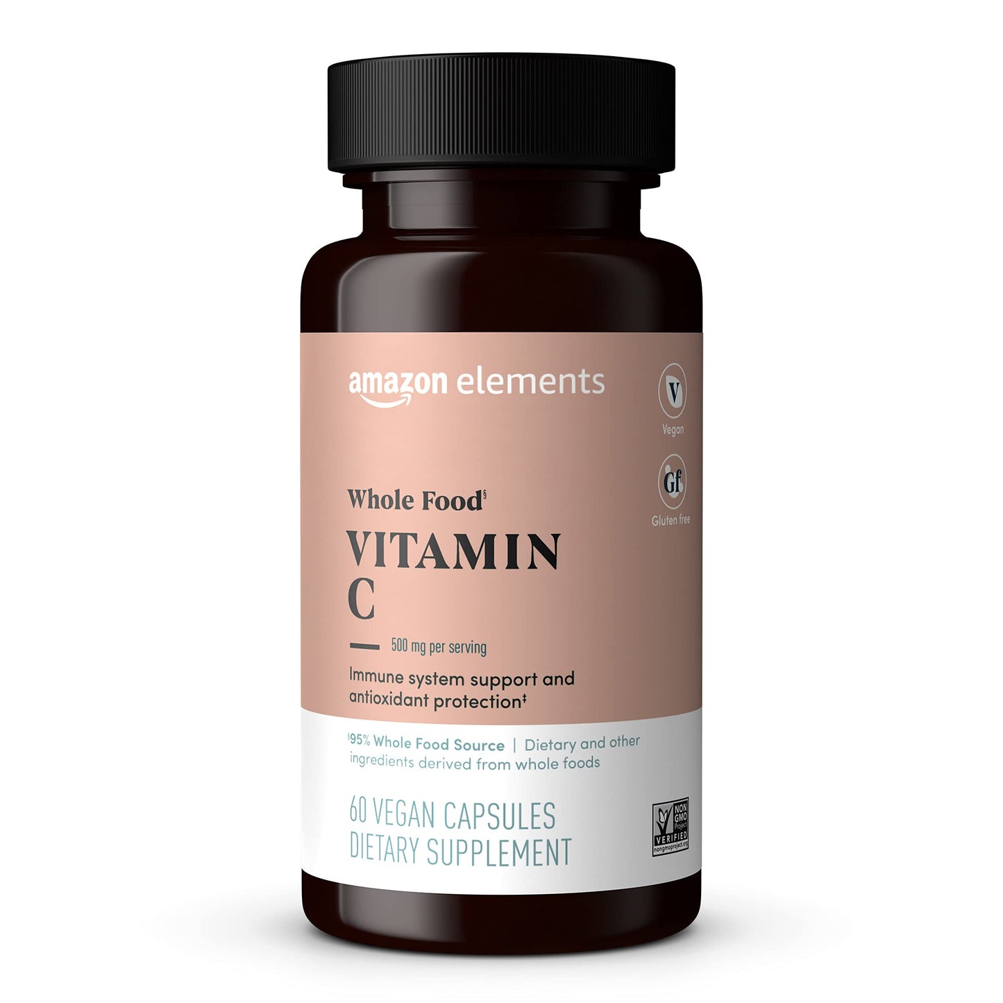 Amazon Elements Whole Food Vitamin C Capsule, 60 Capsules