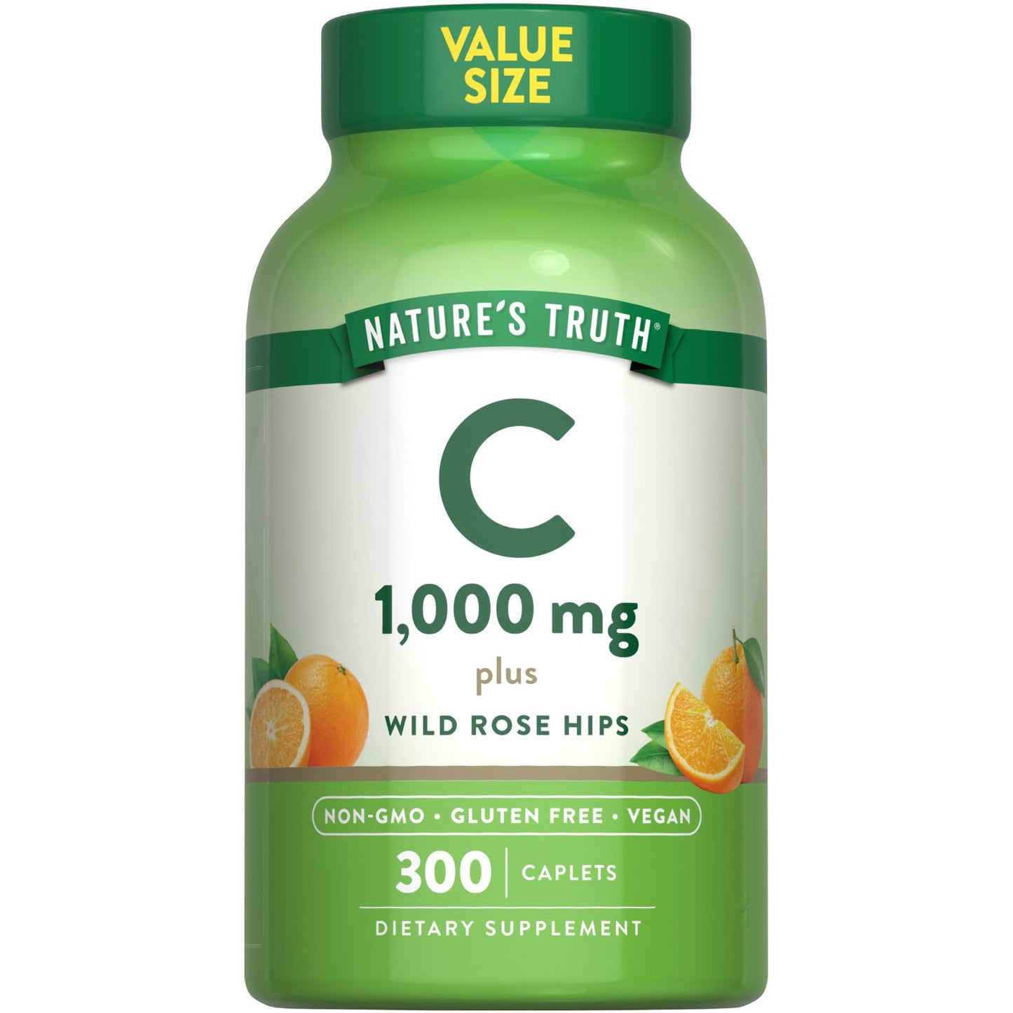 Nature's Truth Vitamin C 1000mg with Rose Hips Caplets, 300 Count