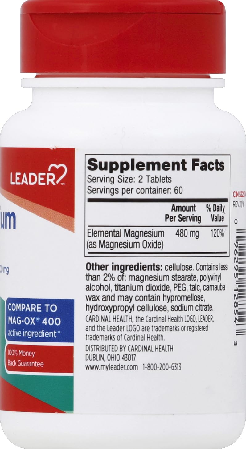 Leader Magnesium Oxide 400mg Tablet 120 Count