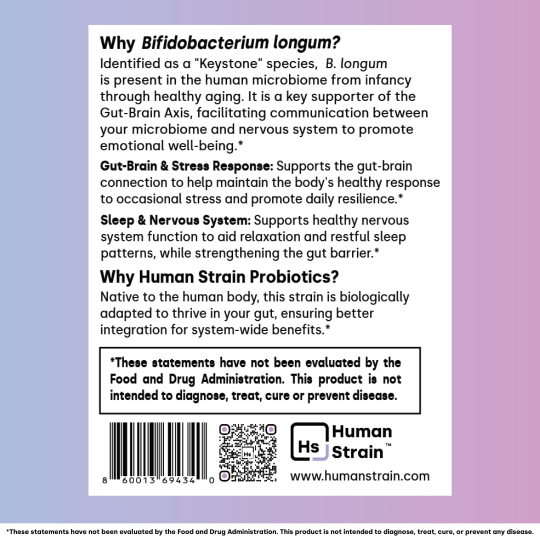 Element Longevity Human Strain Bifidobacterium Longum Probiotic Capsule, 30 Count