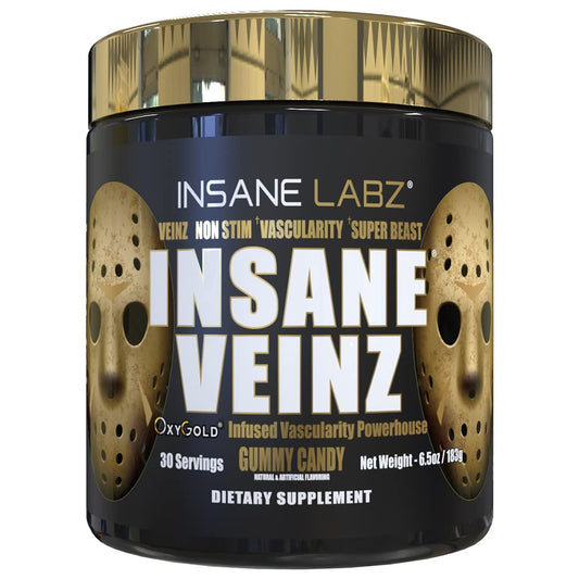 Insane Labz Insane Veinz Gold Nitric Oxide Non-Stimulant Pre-Workout Powder 6.5 Ounce
