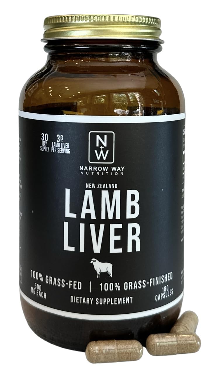 Narrow Way Nutrition Lamb Liver Regeneratively Raised in New Zealand Capsules, 180 Count