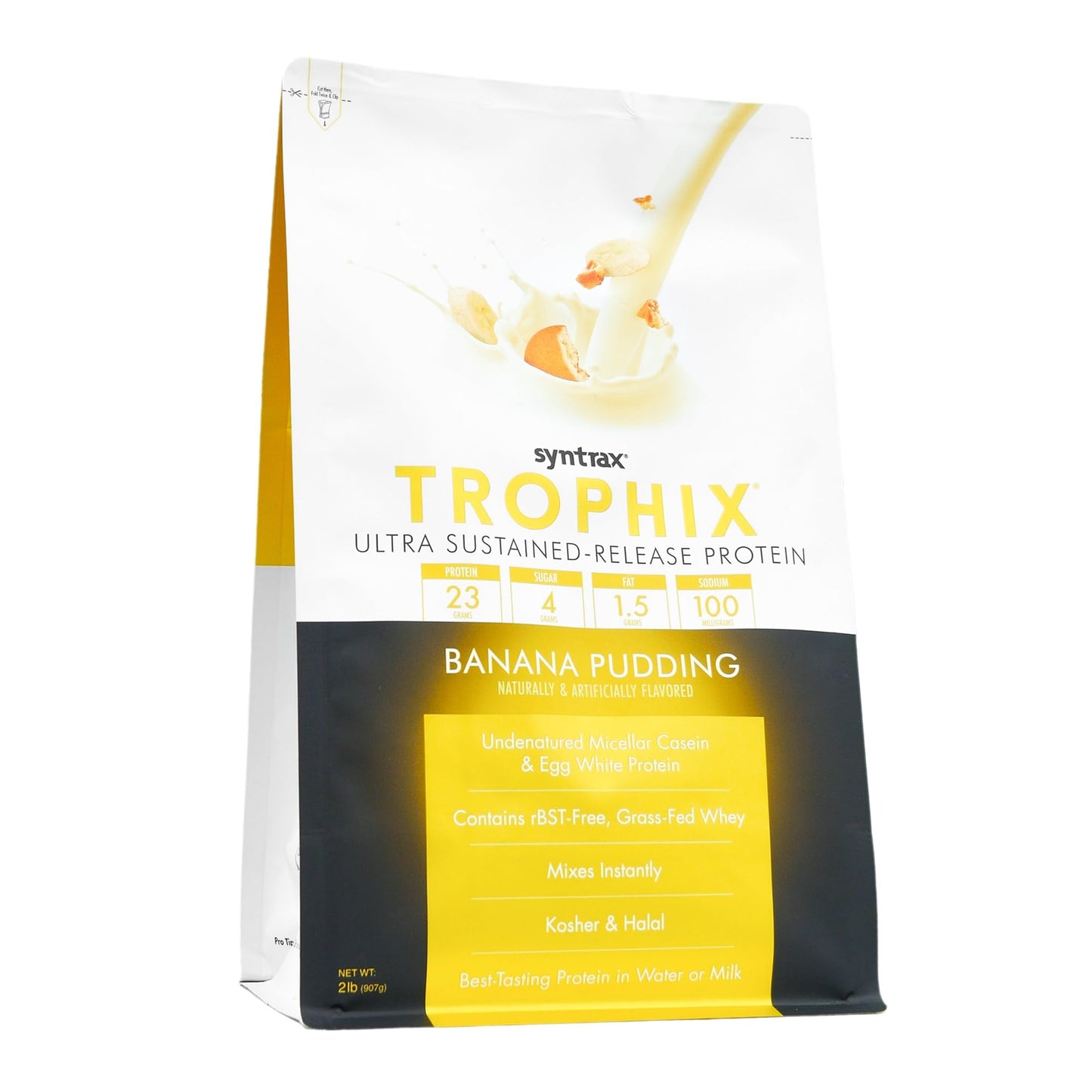 Syntrax Trophix Ultra Sustained-Release Protein Powder Blend, Banana Pudding, 32 Servings