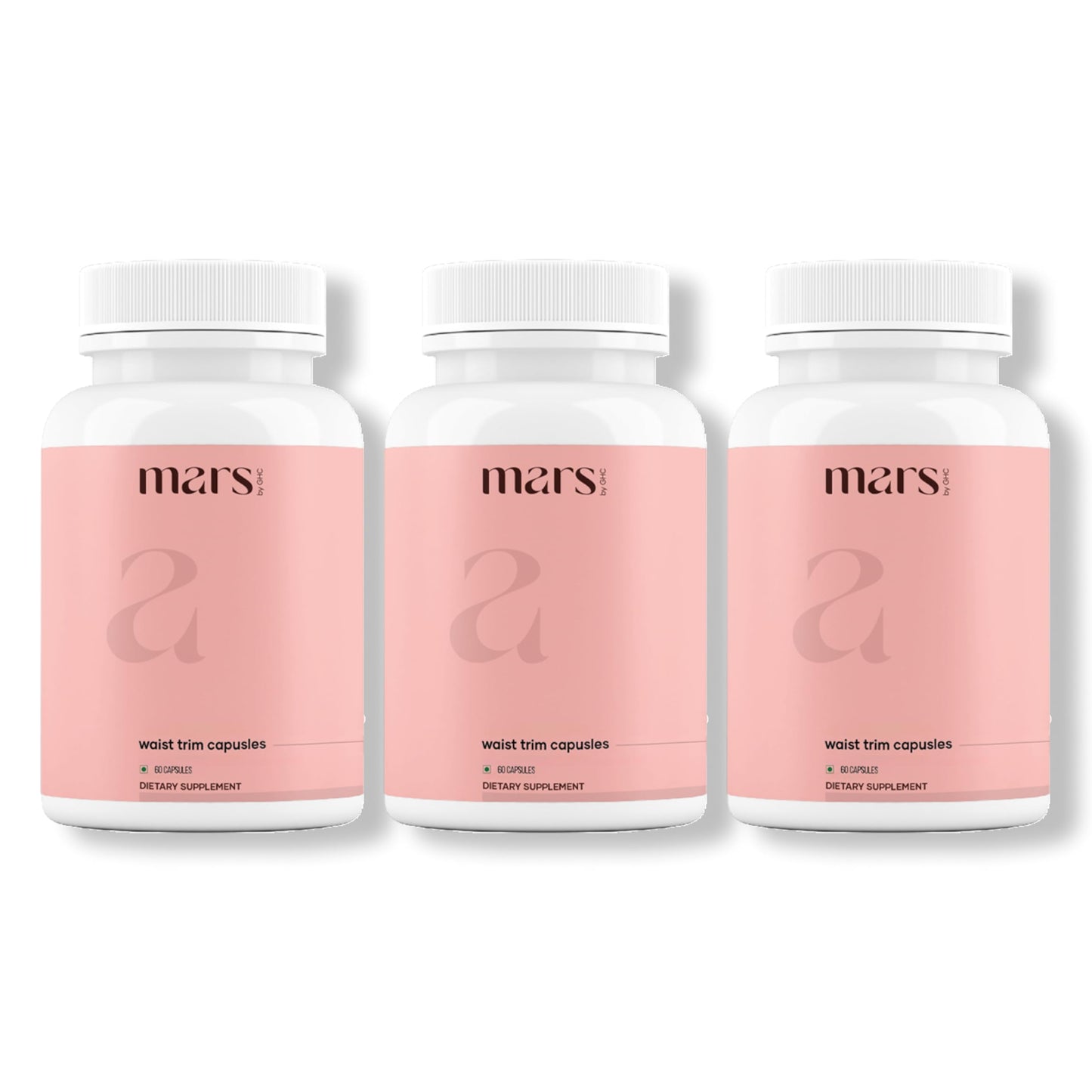 Mars by GHC Waist Trim Capsules with Magnesium Citrate, Triphala & Bentonite Clay, Digestive Wellness, Bloating & Fibre Support Formula, Herbal Supplement, 180 Capsules