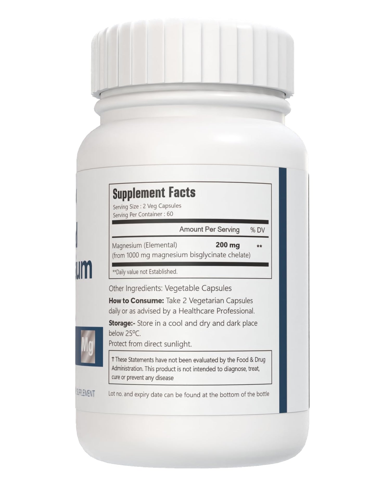 VitaCosmoX Chelated Magnesium Bisglycinate 200mg Capsules, 120 Capsules