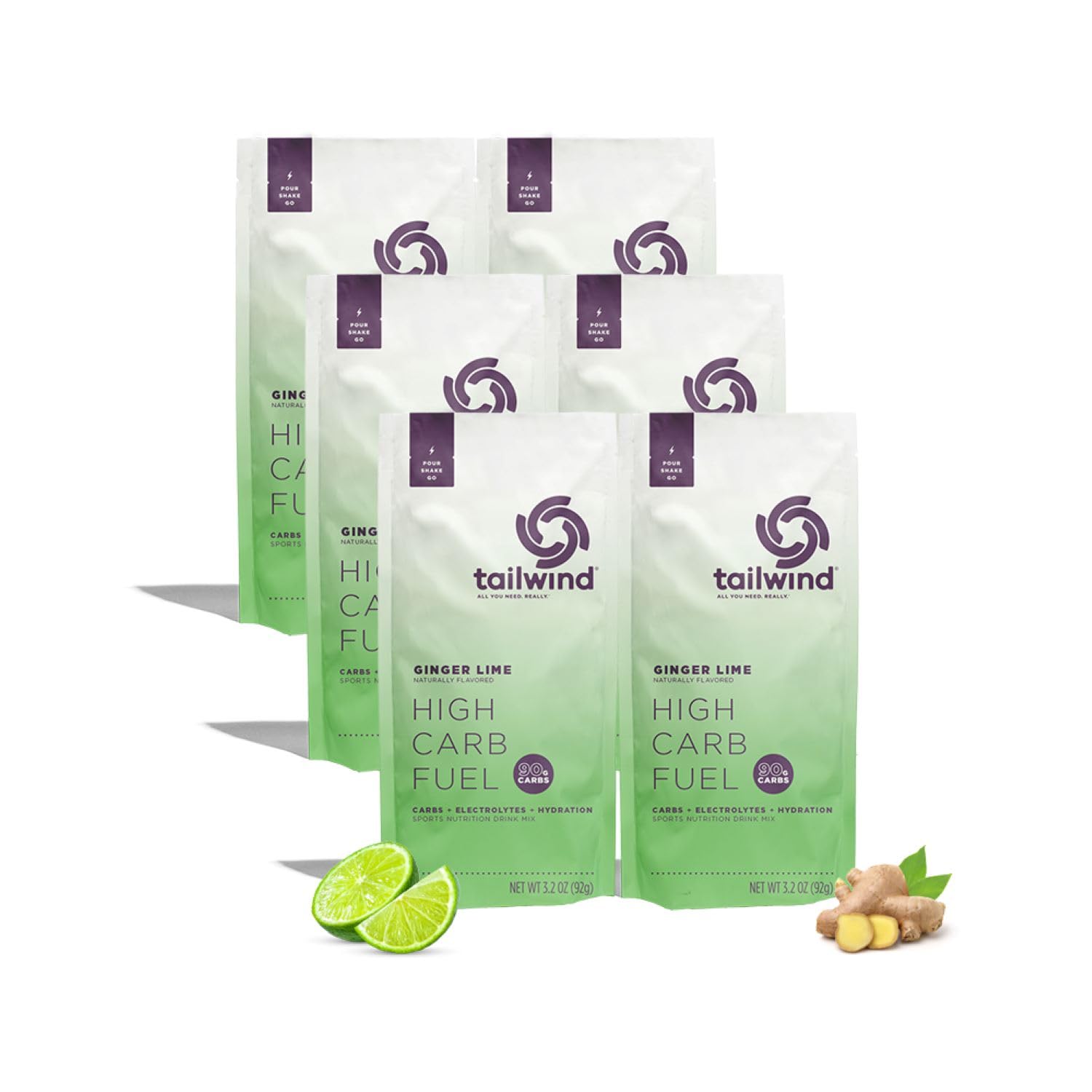 Tailwind Nutrition High Carb Fuel Powder, 6 Serving Pack