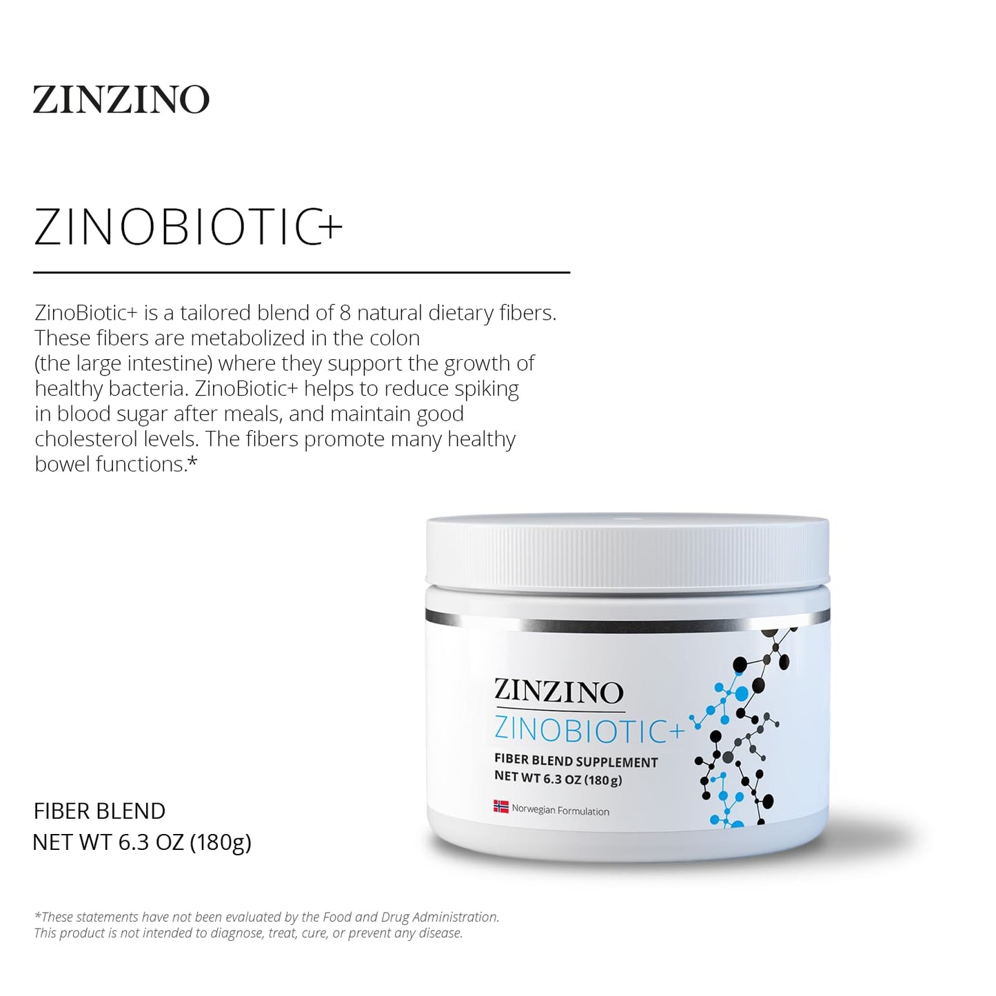 ZINZINO ZinoBiotic+ Fiber Blend Powder 6.3 oz