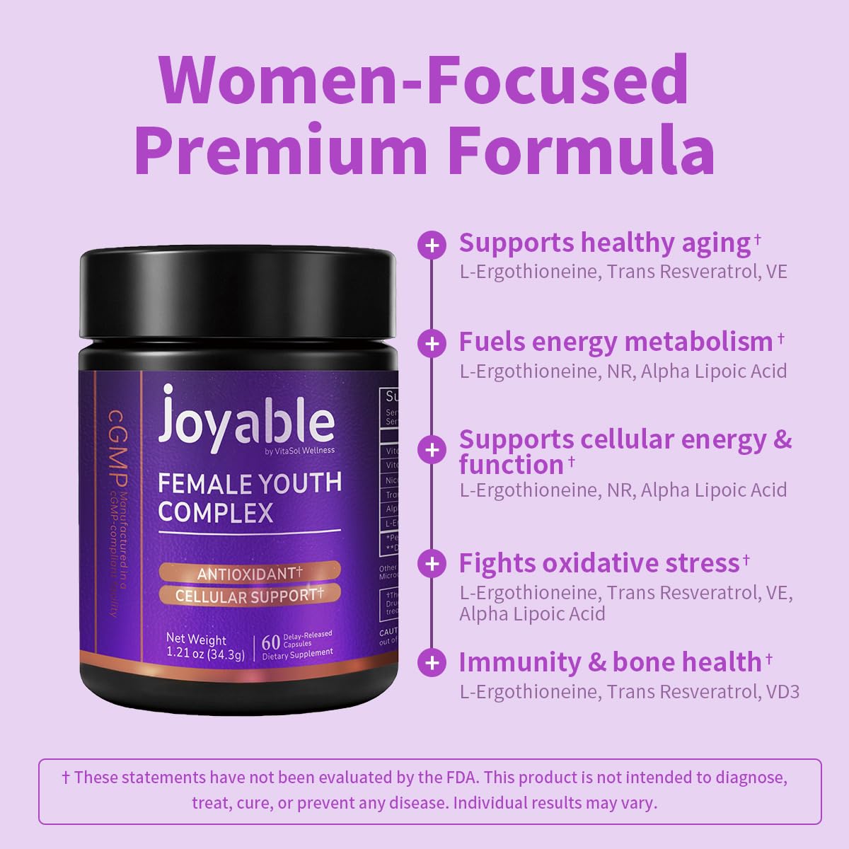 joyable by VitaSol Wellness Female Youth Complex 60 Capsules