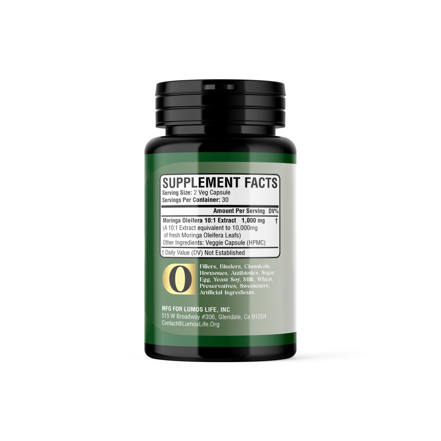 Lumos Life Moringa Oleifera Capsules 60 Count
