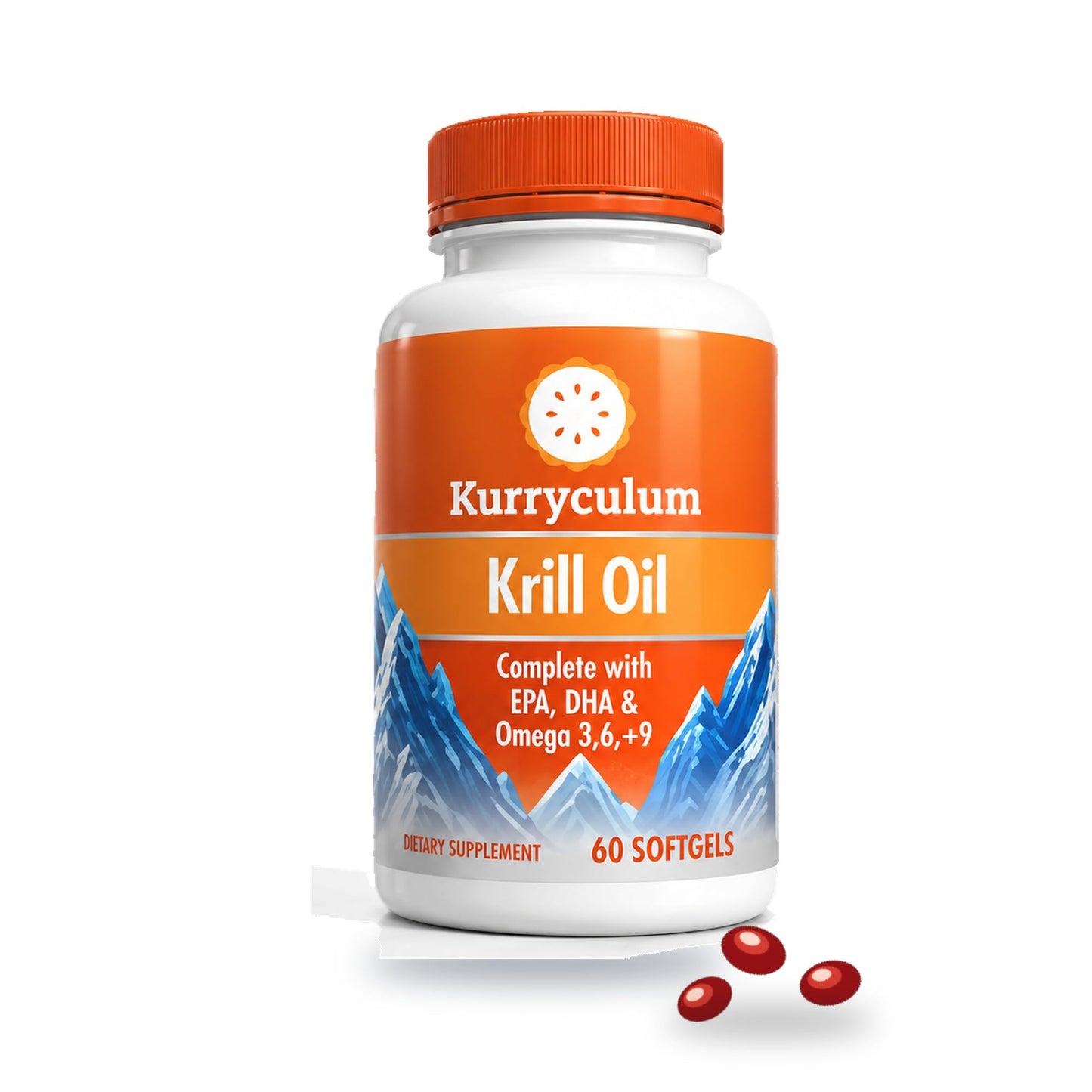Kurryculum Krill Oil 500 mg – High-Potency Omega-3 (EPA & DHA), burpless Uniquely Small, Rich in Astaxanthin, Sustainably Sourced, Third-Party Tested Softgels, 60 Count