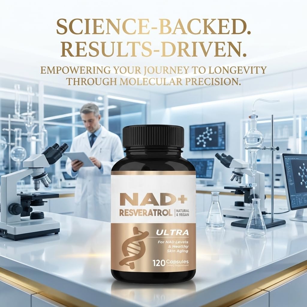 HerbX NAD+ NADH Resveratrol Supplement for Men and Women, Advanced Formula with Natural Antioxidants to Support Cellular Energy & Vitality, 120 Capsules