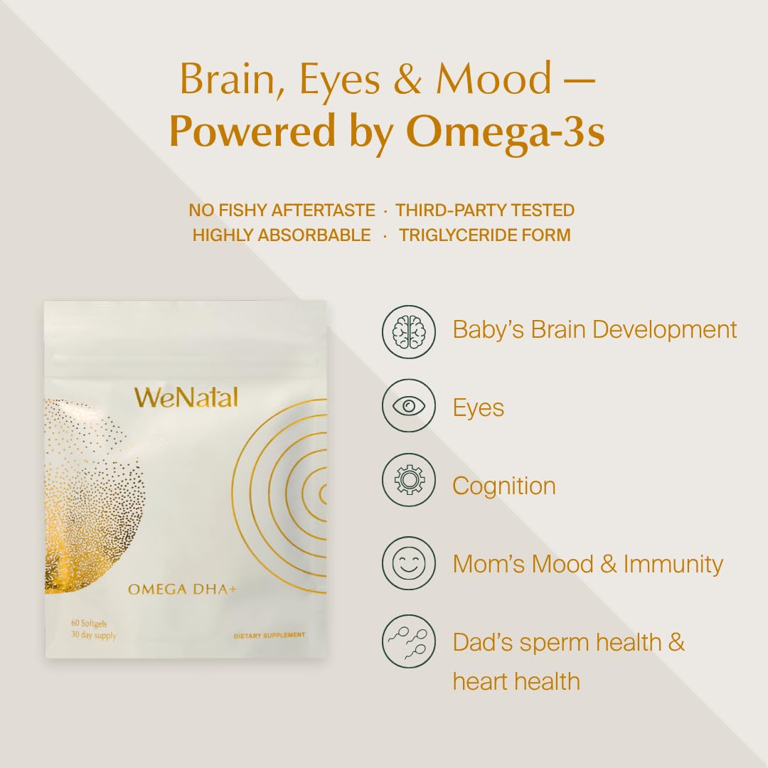 WeNatal Omega DHA+ Fish Oil Supplement Softgels with 600mg DHA, EPA, DPA, 60 Softgels