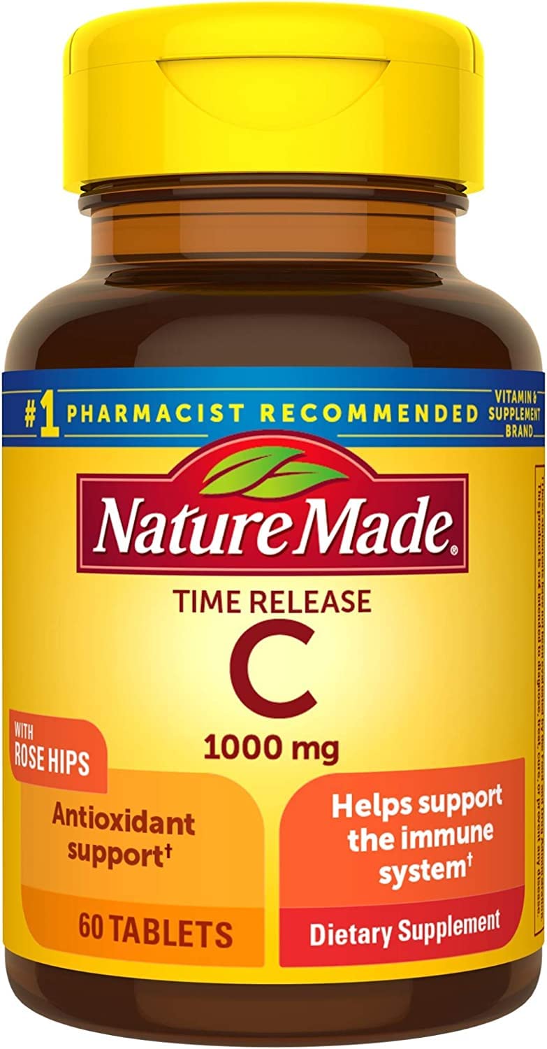 Nature Made Time-Release Vitamin C with Rose Hips 1000mg Tablets, 180 Count