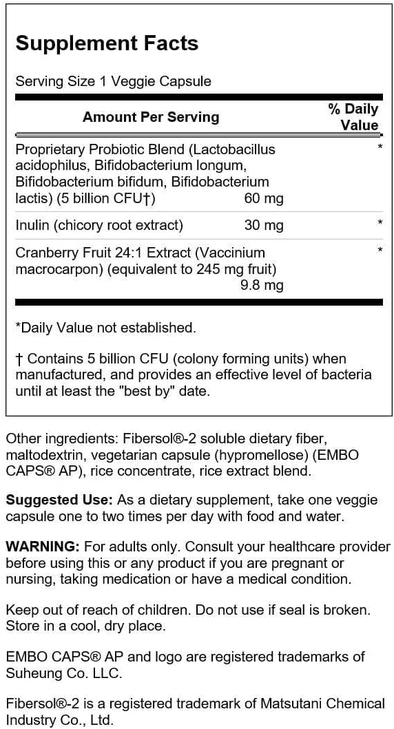 Swanson Cranberry Probiotic 5 Billion CFU Capsule 60 Capsules