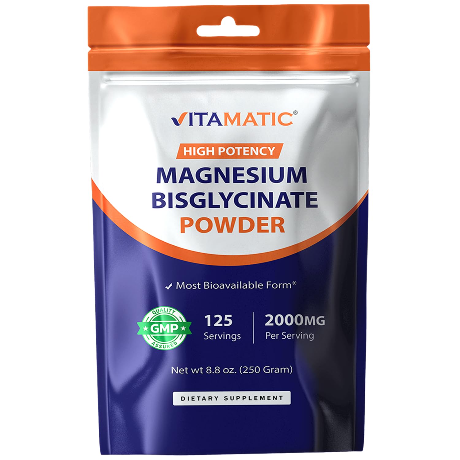 Vitamatic Magnesium Bisglycinate & Oxide Powder 8.8 Ounce