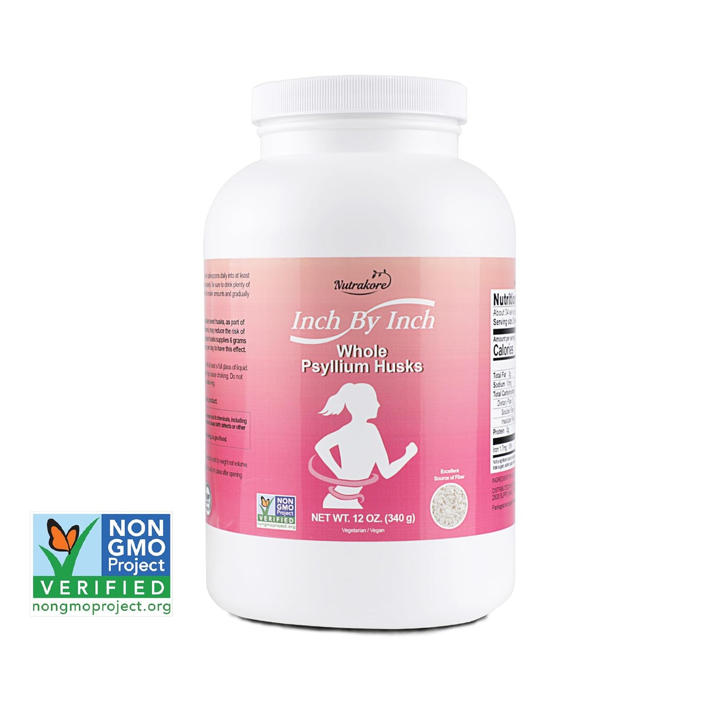 Nutrakore Inch By Inch Whole Psyllium Husks Powder, 12 oz