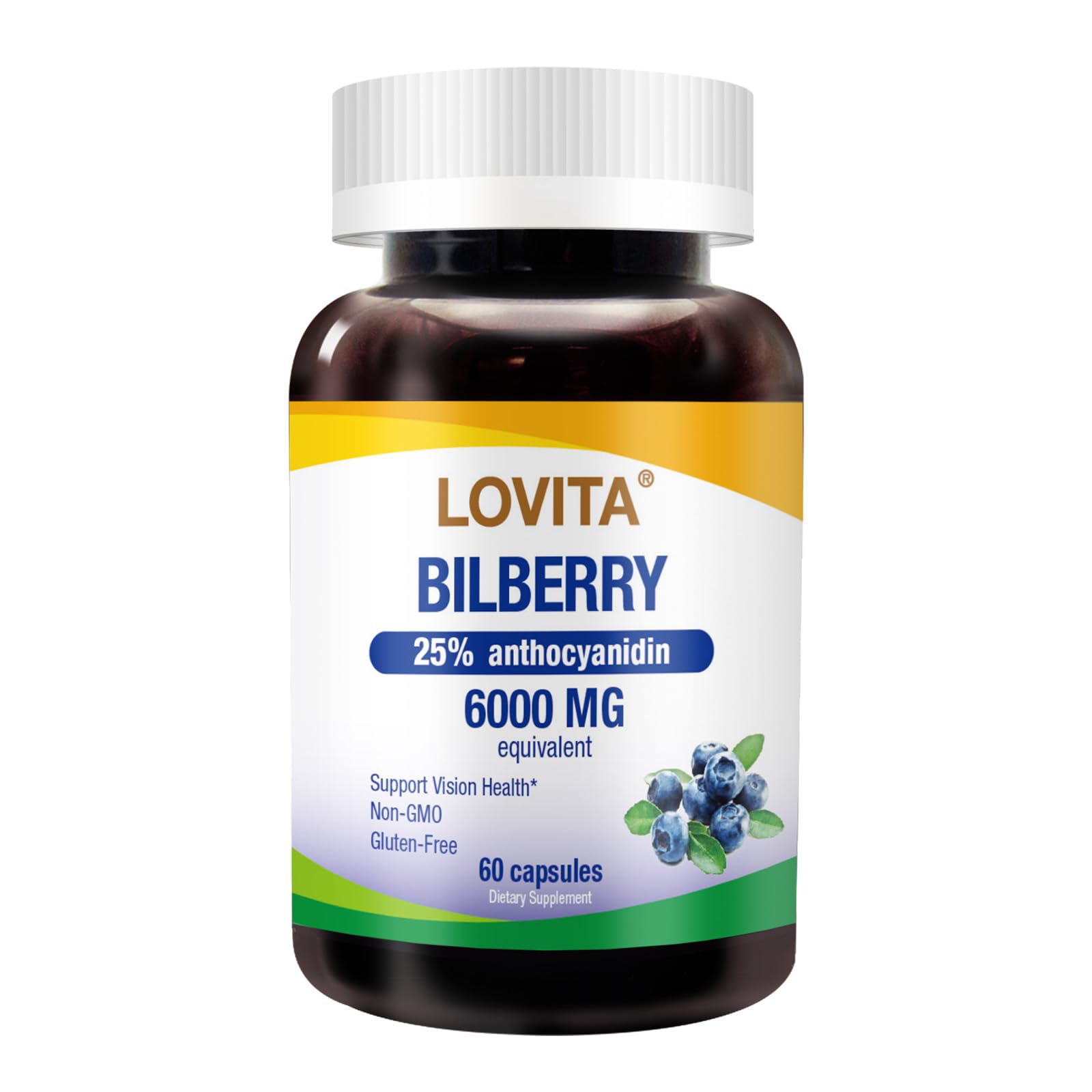 LOVITA Bilberry Extract Capsules, 60 Count