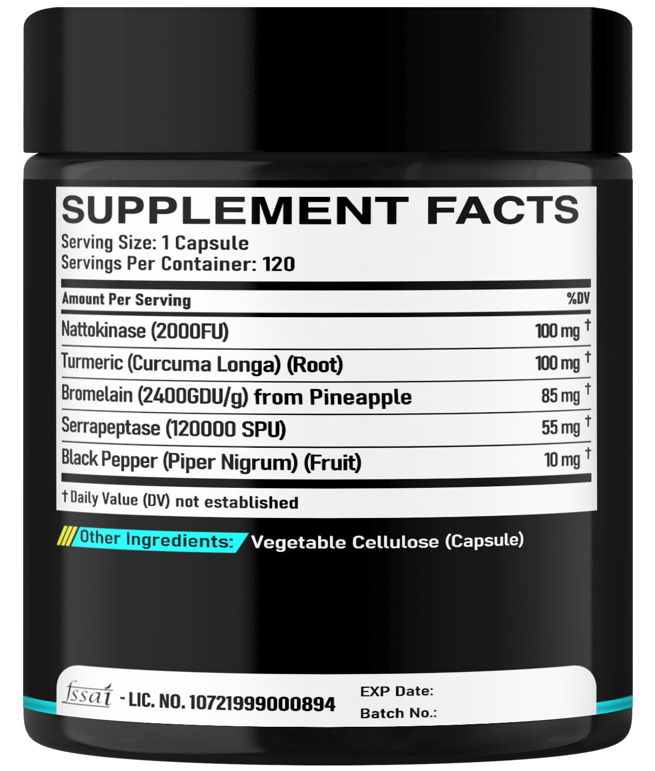 DEDICAD 4-in-1 Nattokinase 2000 FU, Turmeric, Bromelain, Serrapeptase Capsules 240 Count