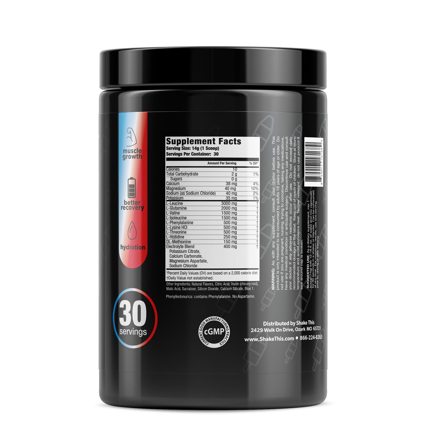 ES FIT Amino Powder - Pre and Post Workout with Electrolytes - BCAA 2:1:1 Ratio, Bomb Pop, 14.8 Ounce