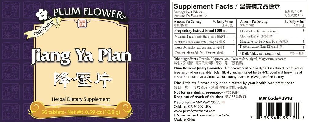 Plum Flower Jiang Ya Pian - Hypertension Repressing Capsules, 1 Count