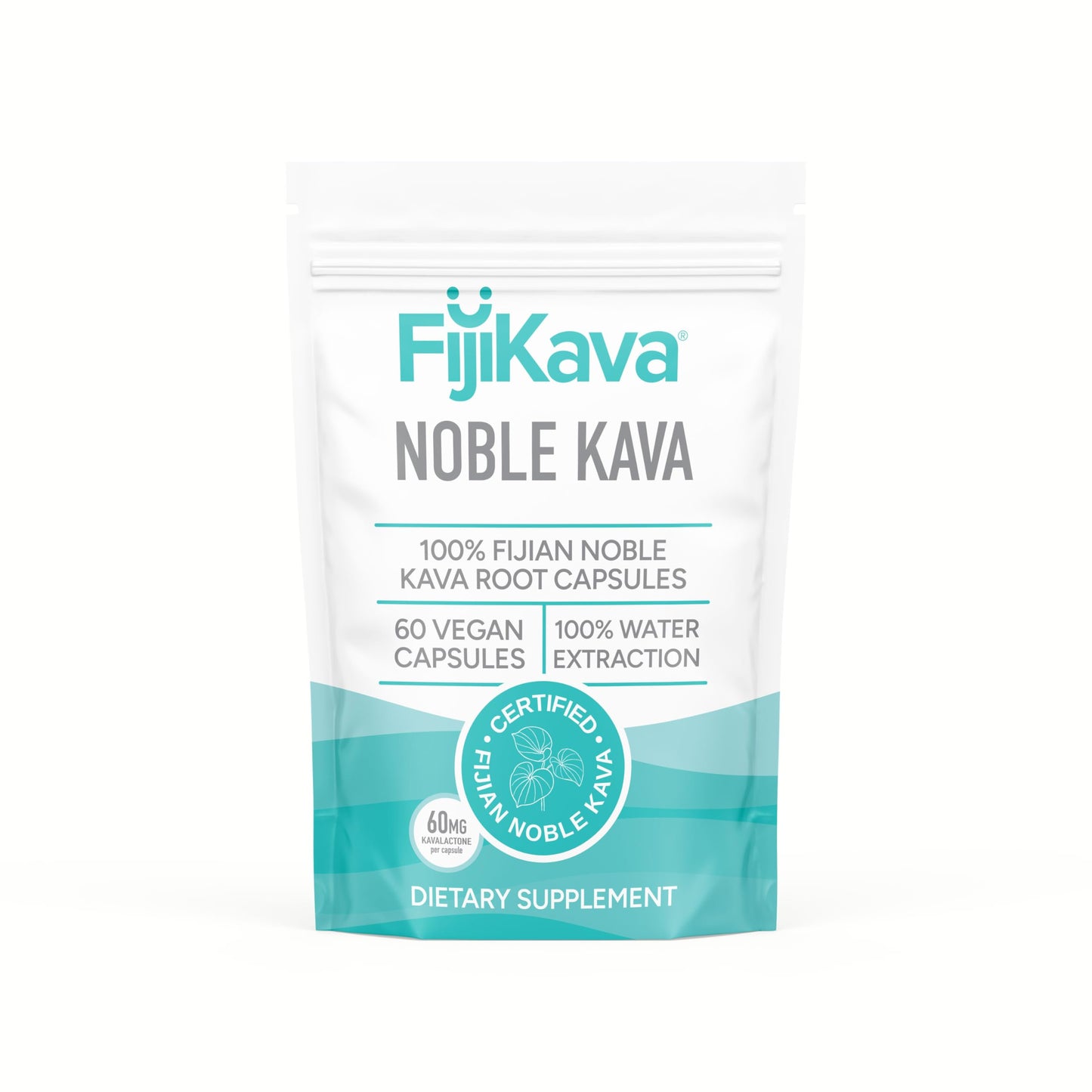 FijiKava Noble Kava Kava Capsules, 600mg Kavalactones per Serving, 60 Capsules