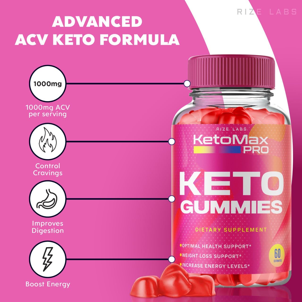 Rize Labs Keto Max Pro ACV Keto Gummy 120 Gummies