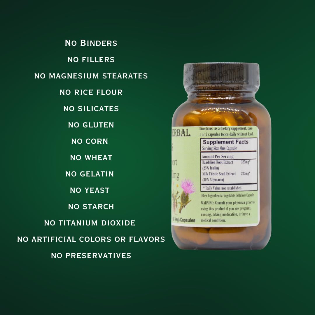 Barlow's Herbal Elixirs Liver Support Formula 650mg Per Capsule, 60 Vegan Capsules