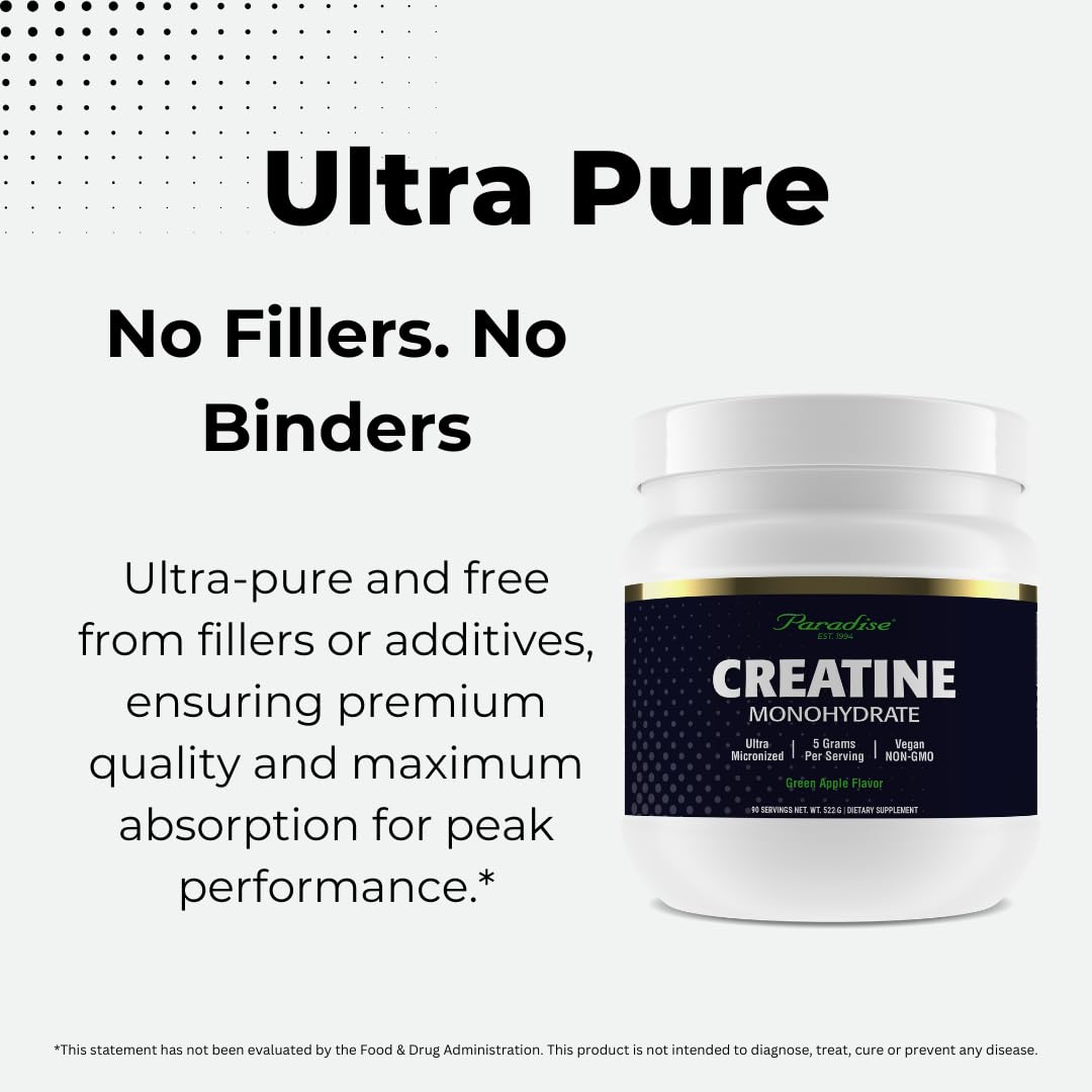 Paradise Herbs Creatine Monohydrate Powder, 17.63 oz