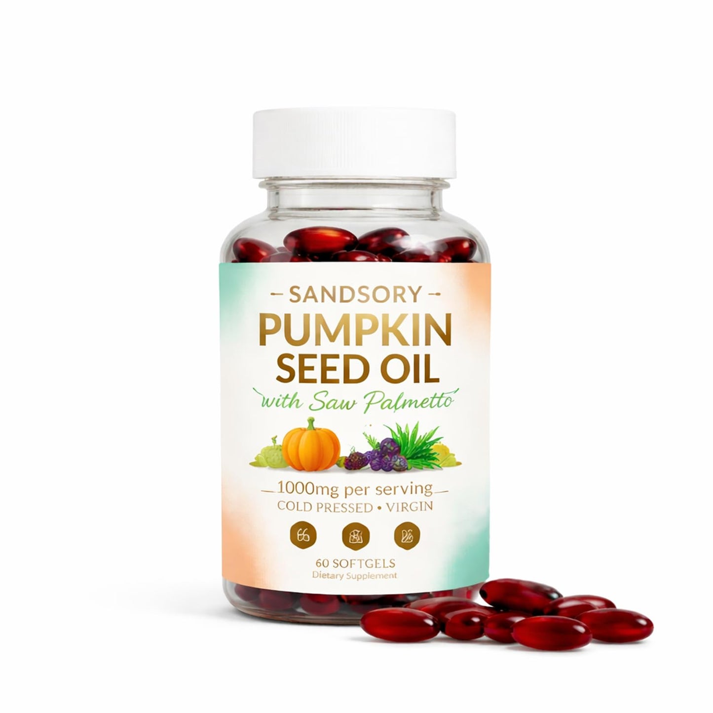 Saphily SANDSORY Pumpkin Seed Oil with Saw Palmetto Softgel, 60