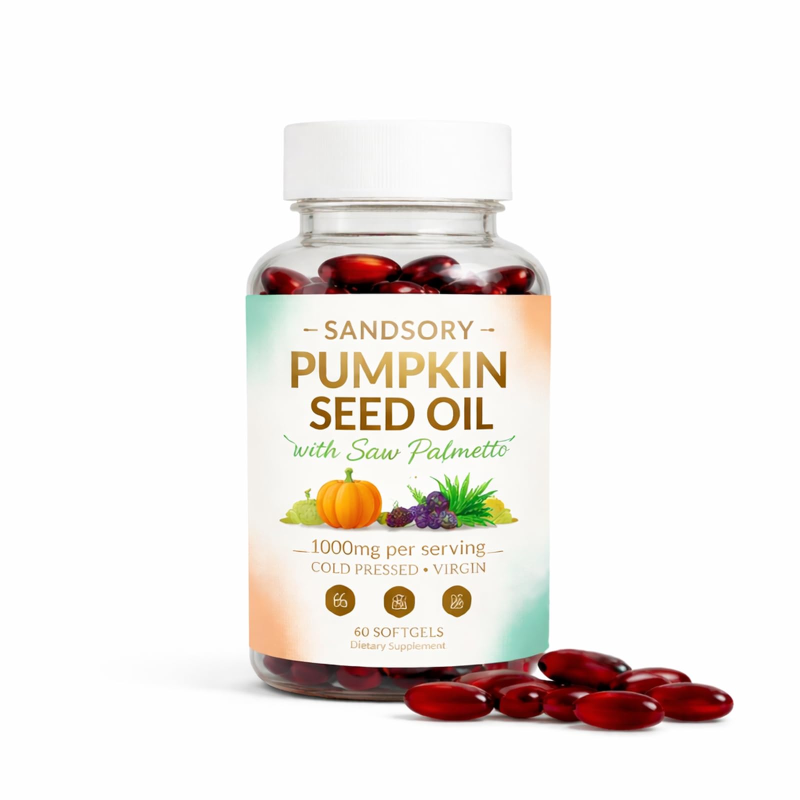 Saphily SANDSORY Pumpkin Seed Oil with Saw Palmetto Softgel, 60