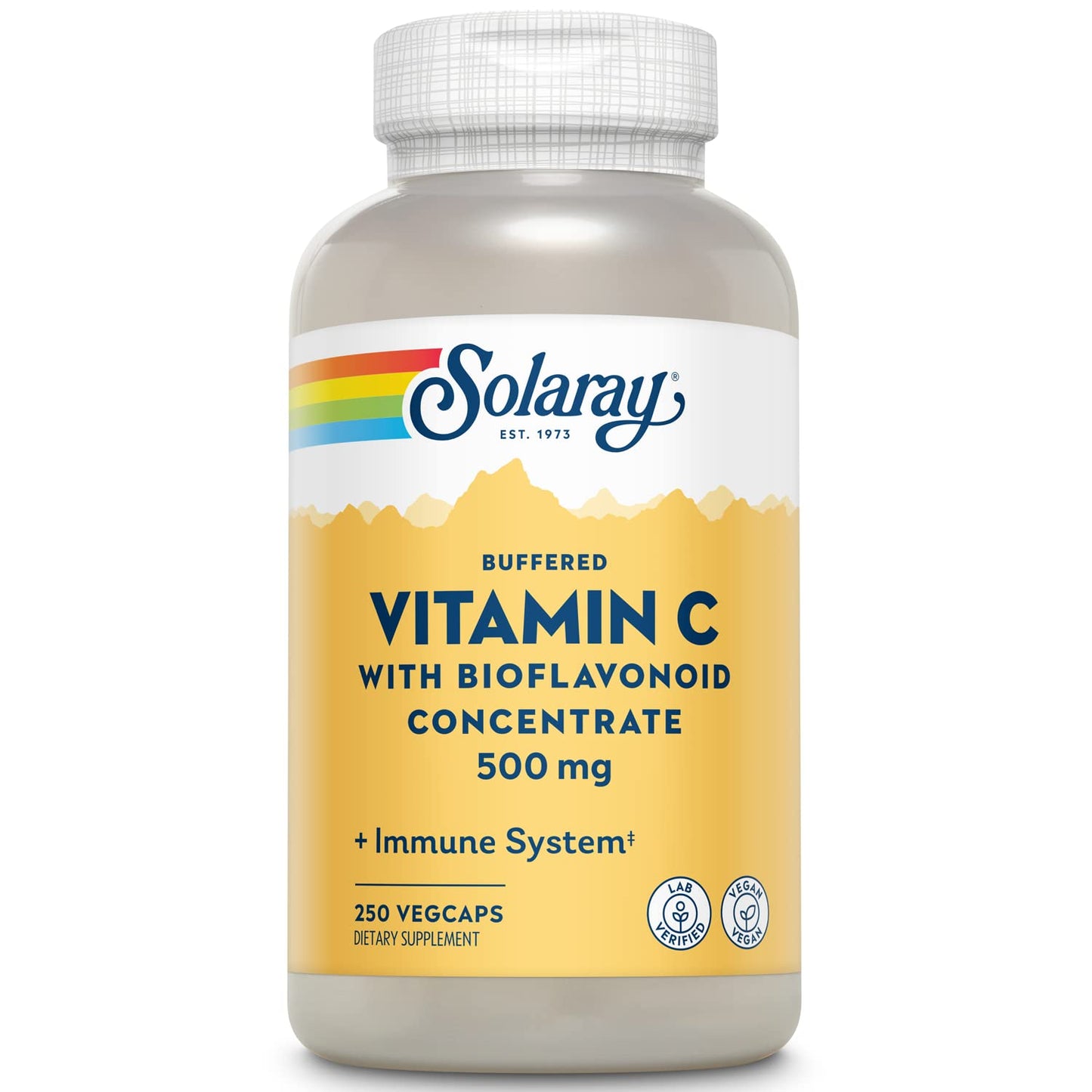 SOLARAY Buffered Vitamin C 500mg with Bioflavonoids, Rose Hips and Acerola Cherry Immune Support Capsules 250