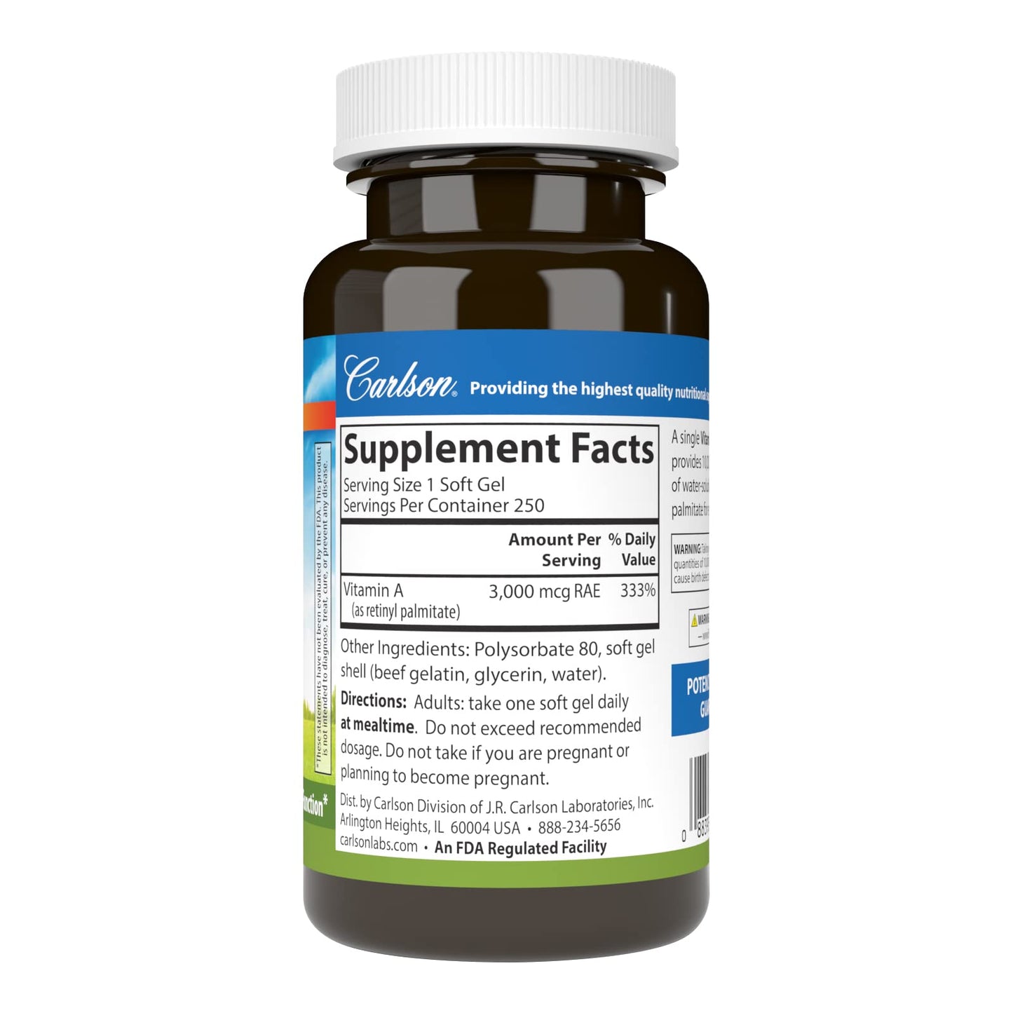 Carlson Vitamin A Solubilized Softgels, 250 Softgels