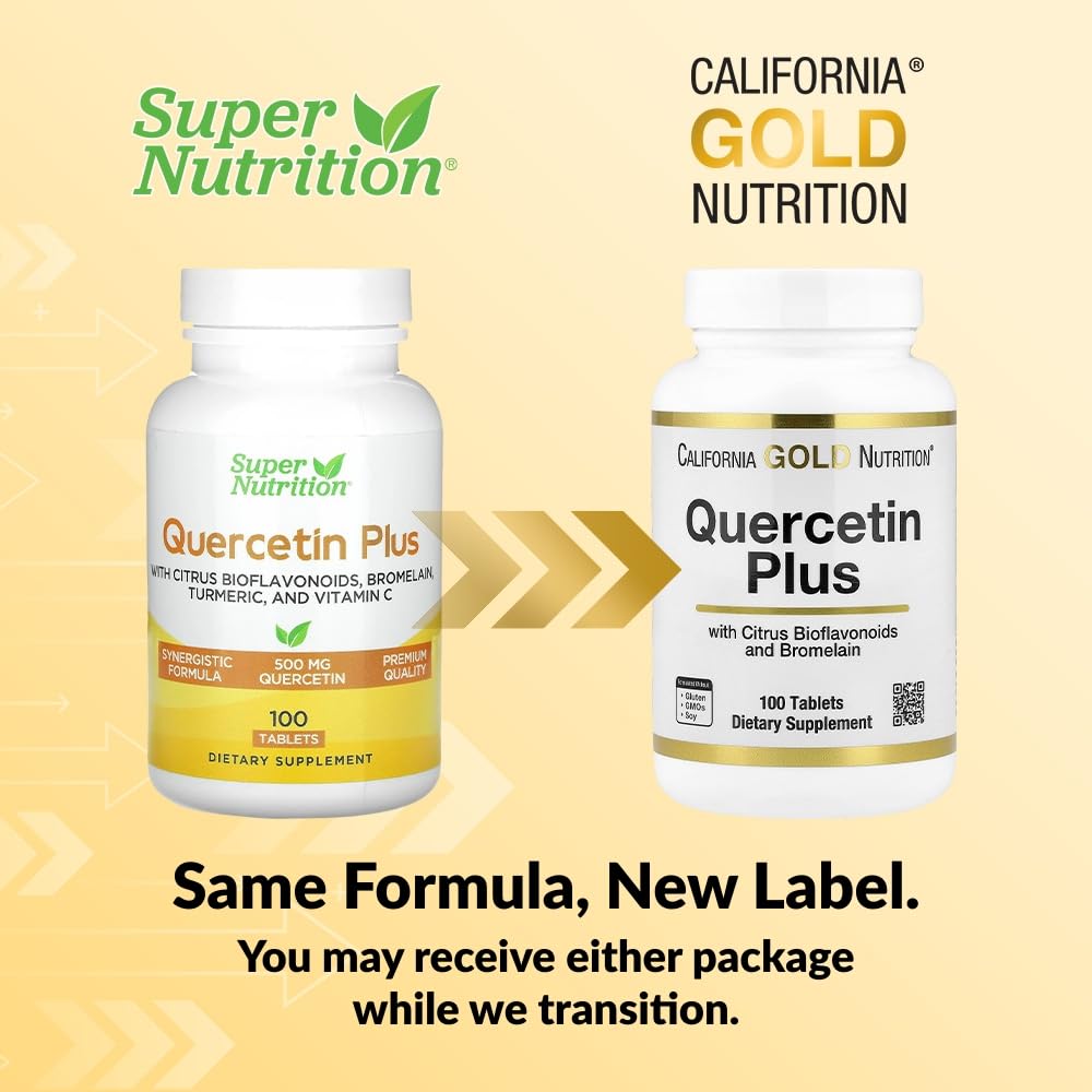 SuperNutrition Quercetin Plus with Quercetin, Vitamin C, Citrus Bioflavonoids, Bromelain, Turmeric and Vitamin C, 100 Tablets