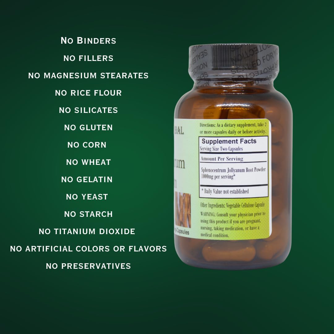 Barlowe's Herbal Elixirs Sphenocentrum Jollyanum Root Powder 500mg Per Capsule, 60 Capsules