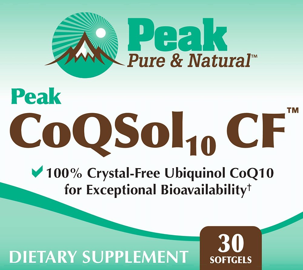 Peak Pure & Natural CoQSol10 CF 100% Crystal-Free Ubiquinol CoQ10 Softgels, 30 Count