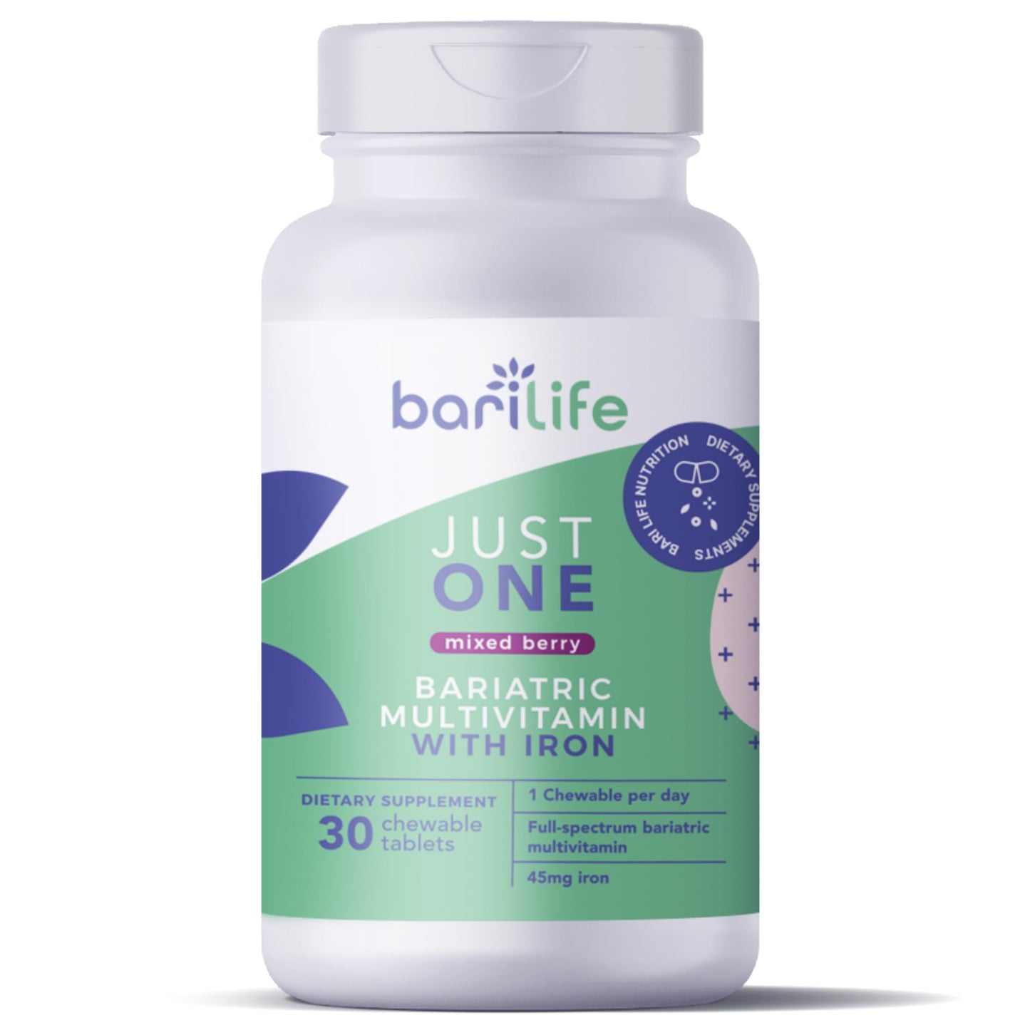 Bari Life Just One Chewable Once Daily Bariatric Multivitamin and Iron 30 Count