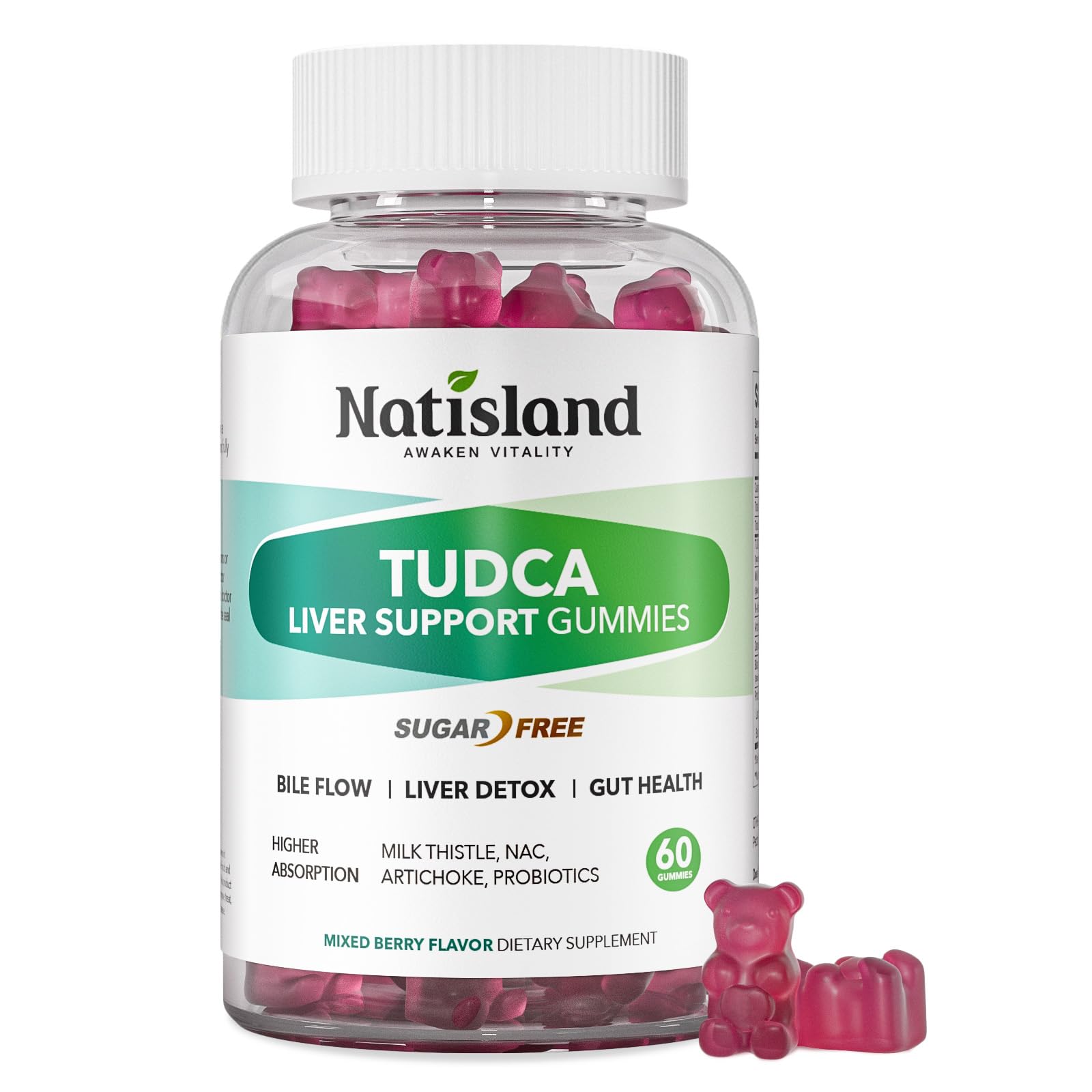 NATISLAND TUDCA Supplement 1000mg Gummies, 60 Count