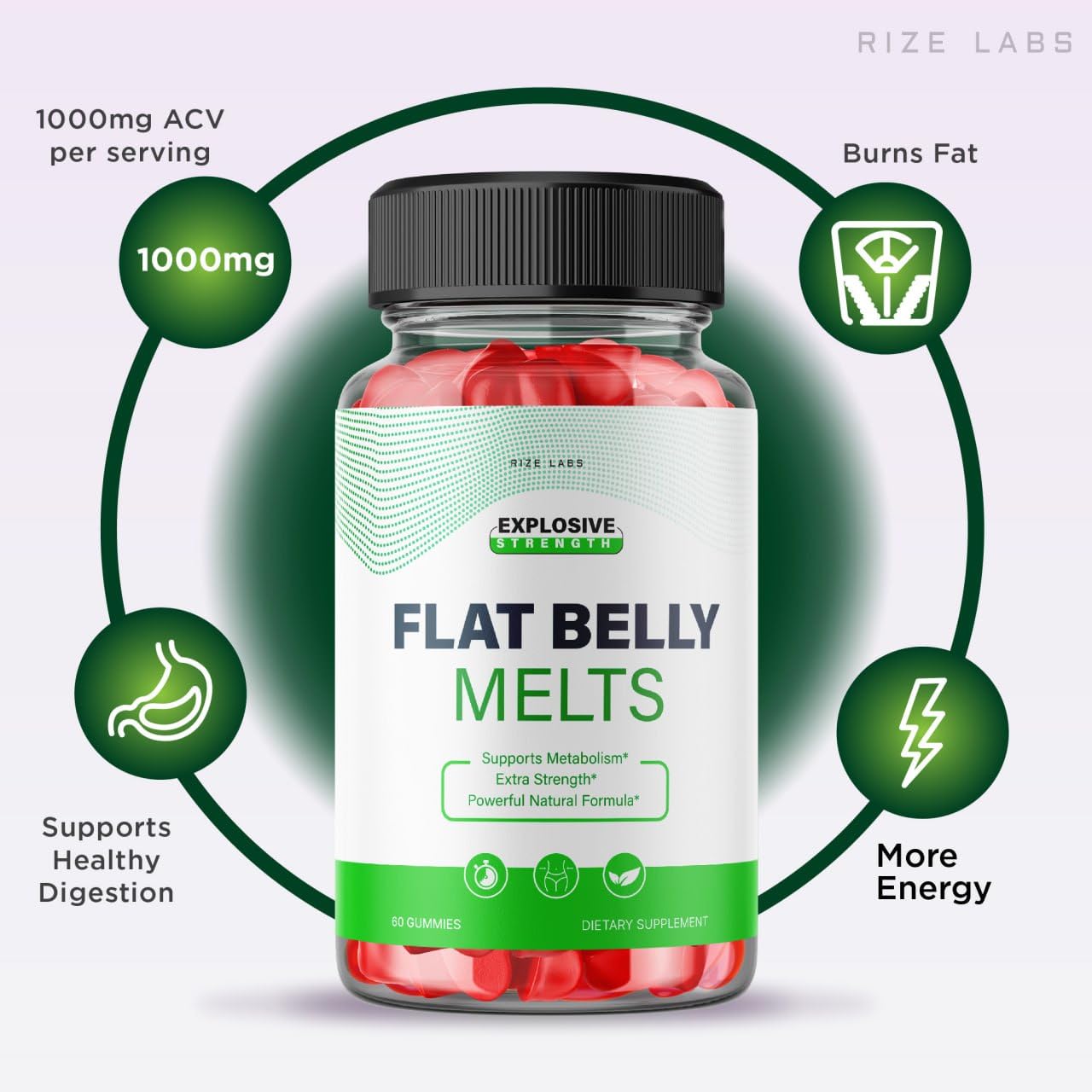 Rize Labs Flat Belly Melts Keto ACV Gummies, 120 Gummies