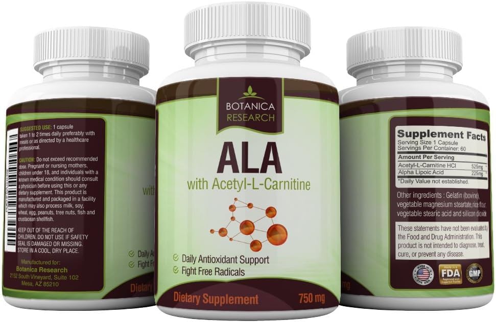 Botanica Research Alpha Lipoic Acid with Acetyl-L-Carnitine Capsules, 60 Count