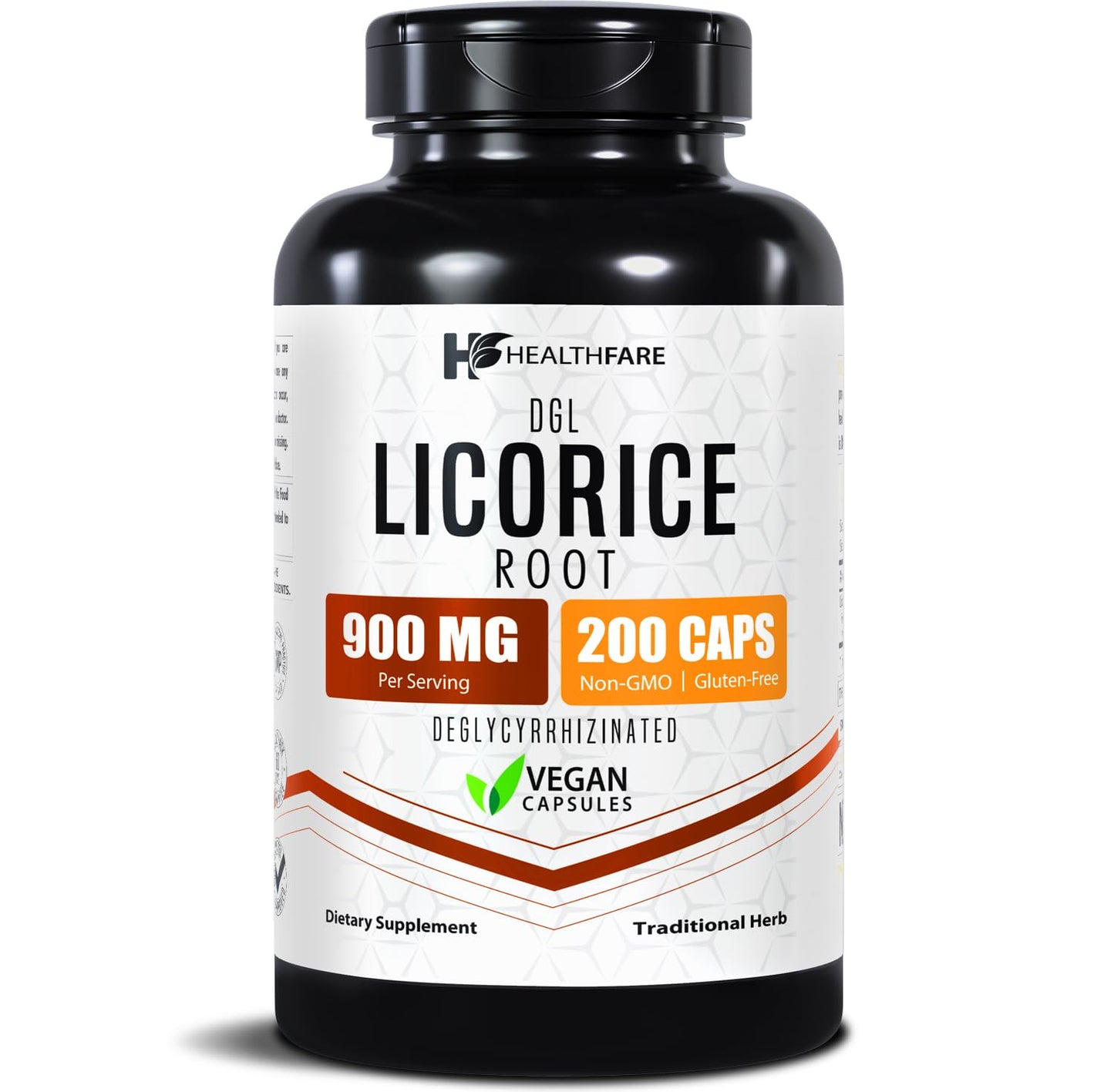 Healthfare Licorice Root Extract 900mg DGL Supplement Capsule, 200 Count