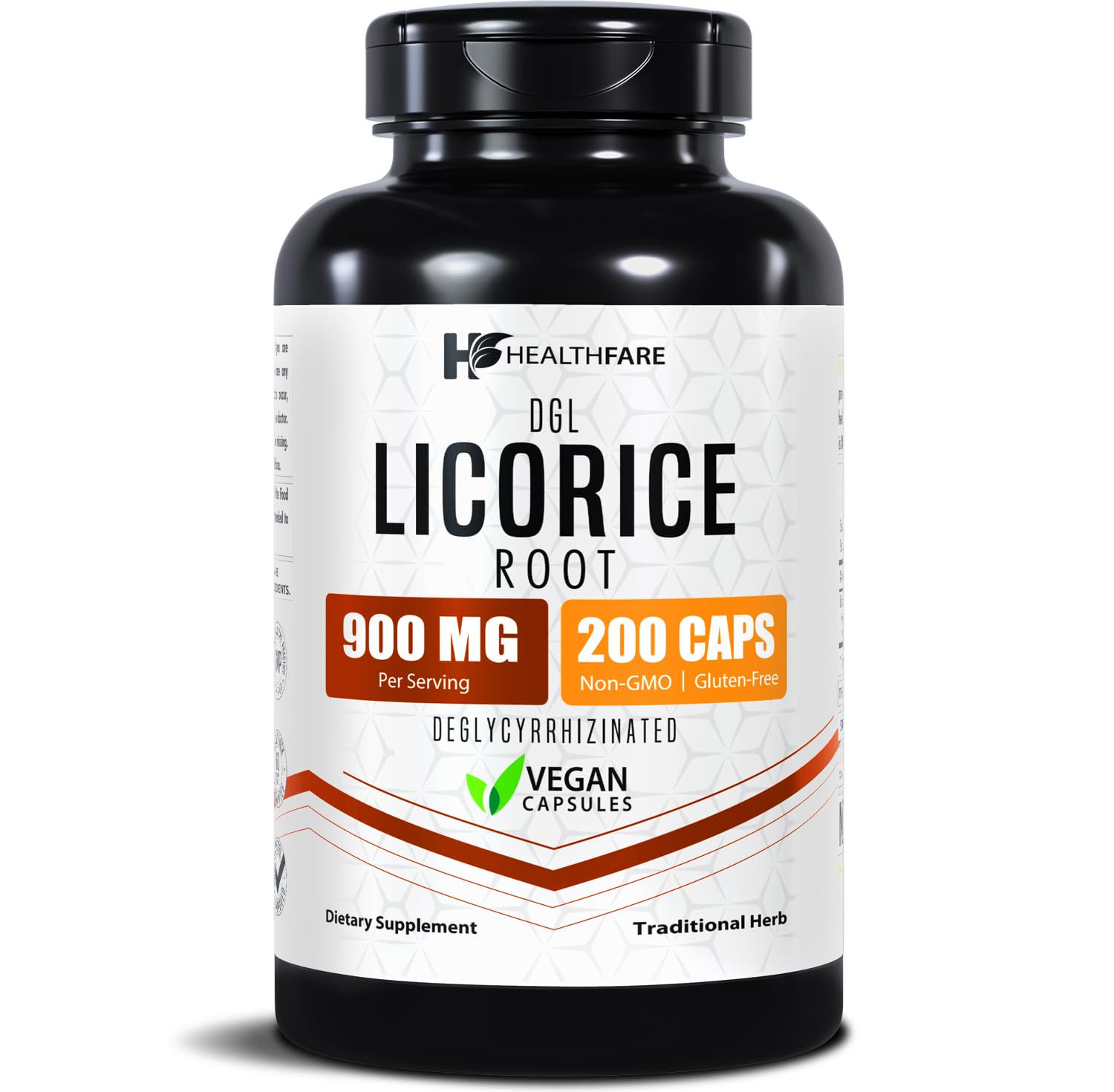Healthfare Licorice Root Extract 900mg DGL Supplement Capsule, 200 Count